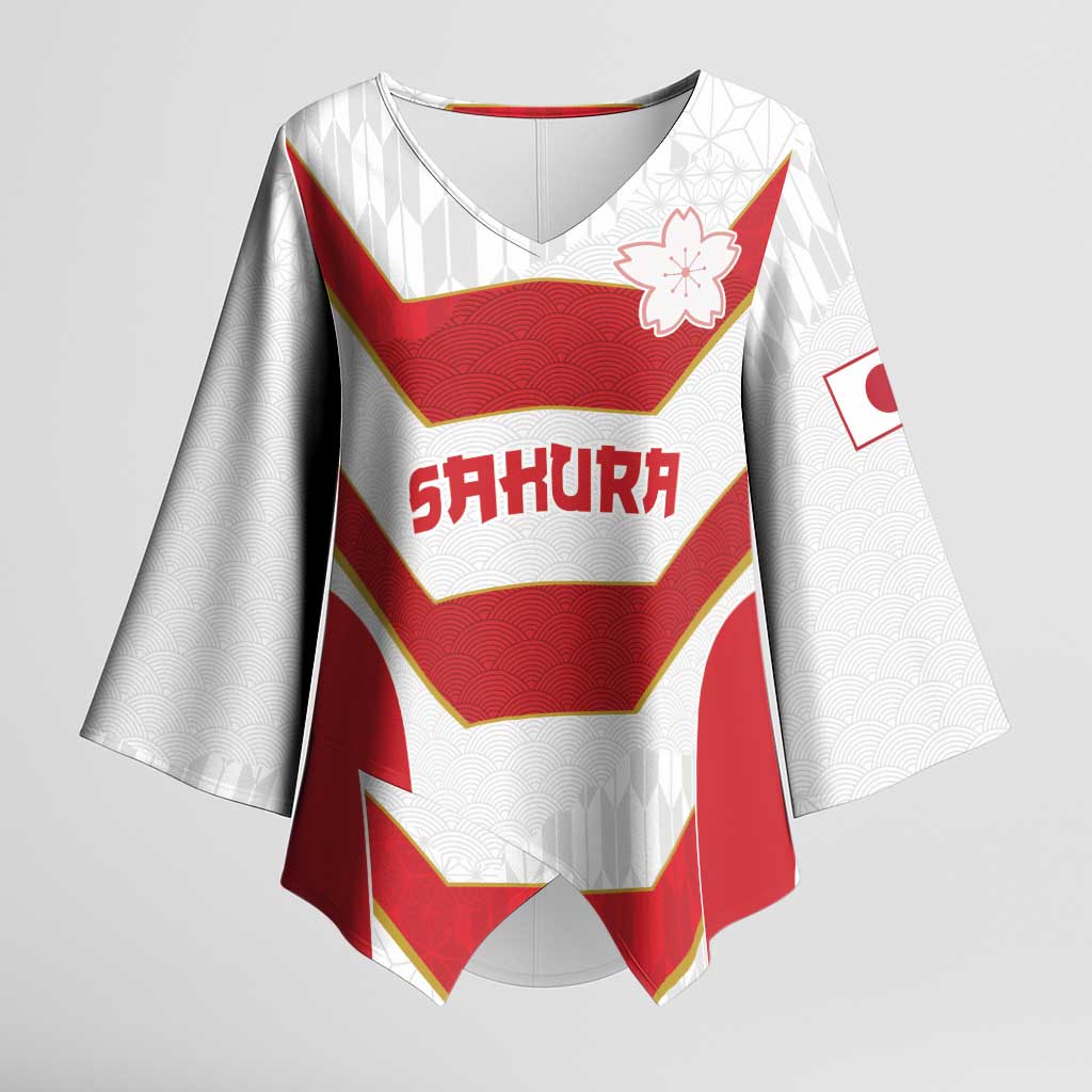 Japan Pacific Rugby 2022-23 Custom Kimono Sleeve Blouse Red Sakura Japanese Wave Pattern LT9 Female Red - Polynesian Pride
