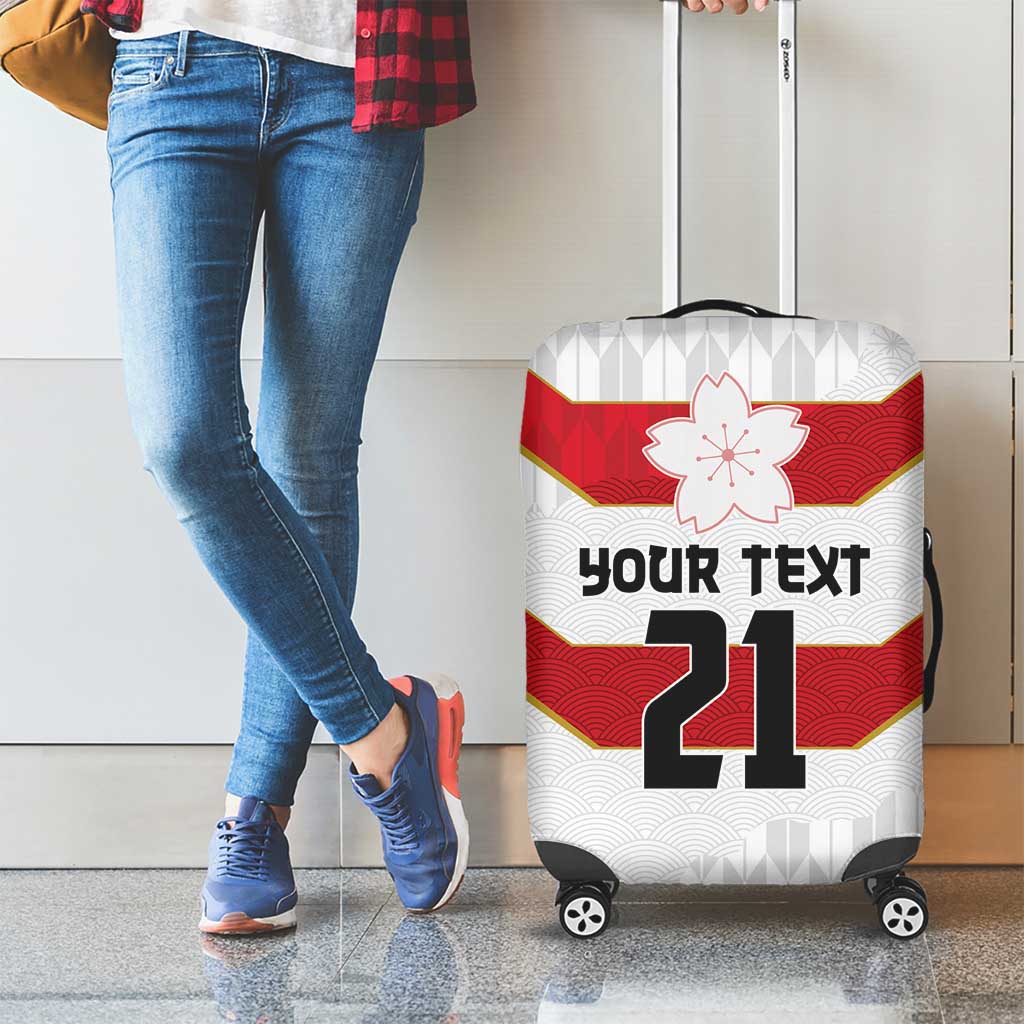 Japan Pacific Rugby 2022-23 Custom Luggage Cover Red Sakura Japanese Wave Pattern