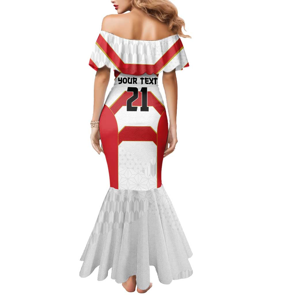 Japan Pacific Rugby 2022-23 Custom Mermaid Dress Red Sakura Japanese Wave Pattern