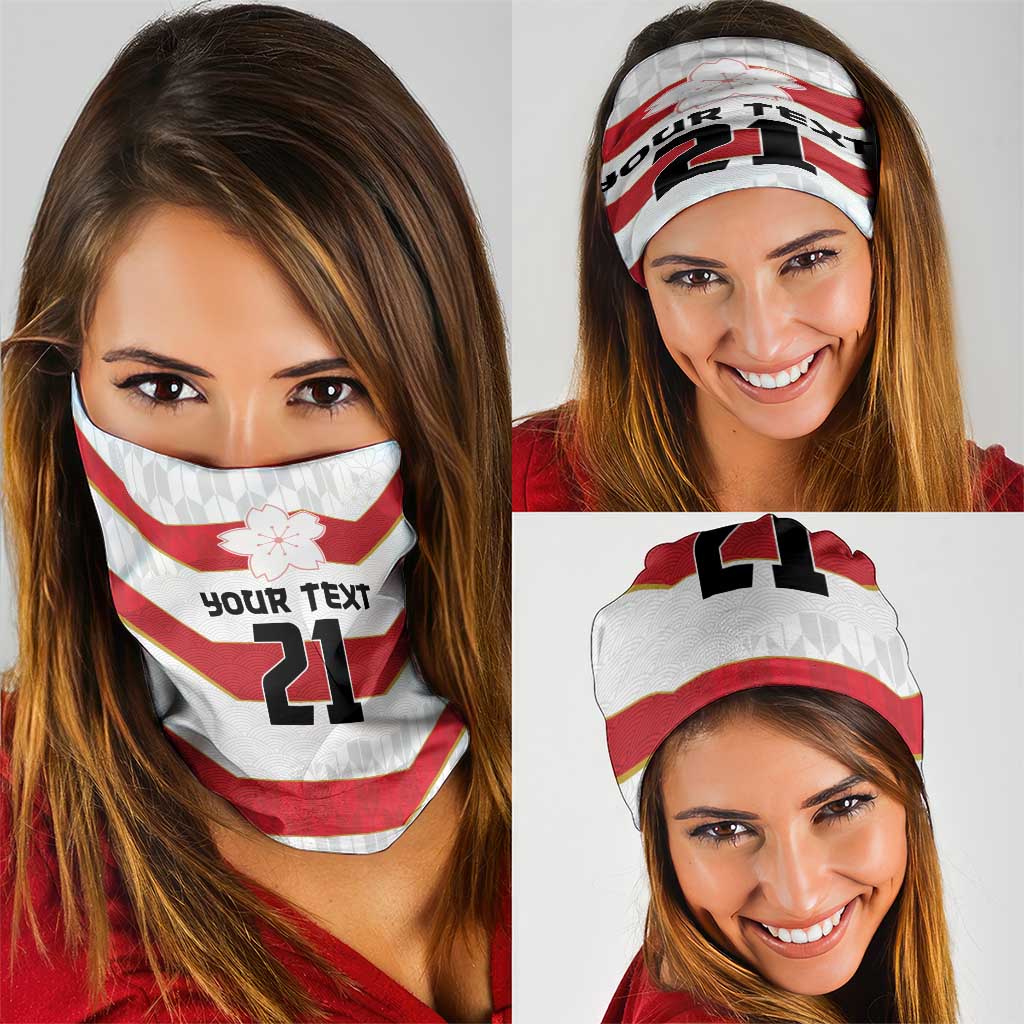 Japan Pacific Rugby 2022-23 Custom Neck Gaiter Red Sakura Japanese Wave Pattern - Polynesian Pride