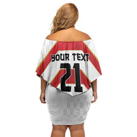 Japan Pacific Rugby 2022-23 Custom Off Shoulder Short Dress Red Sakura Japanese Wave Pattern