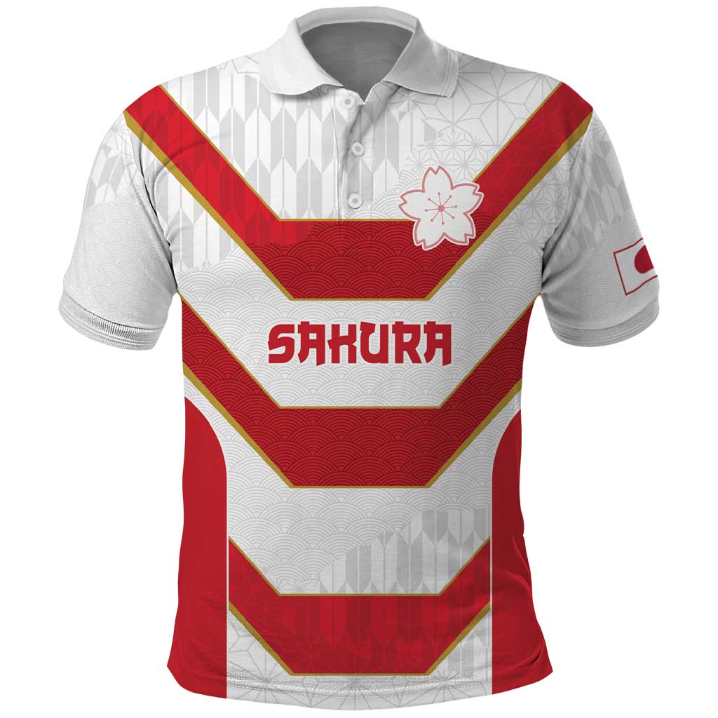Japan Pacific Rugby 2022-23 Custom Polo Shirt Red Sakura Japanese Wave Pattern