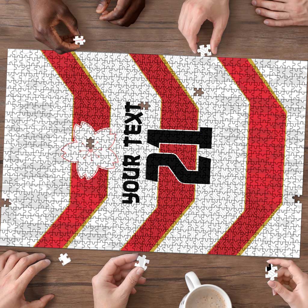 Japan Pacific Rugby 2022-23 Custom Puzzle Red Sakura Japanese Wave Pattern LT9 - Polynesian Pride