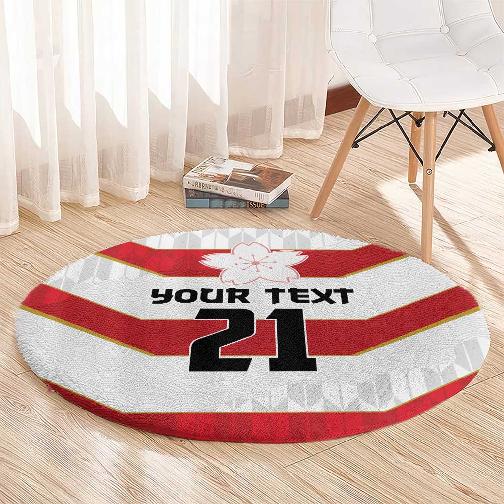 Japan Pacific Rugby 2022-23 Custom Round Carpet Red Sakura Japanese Wave Pattern