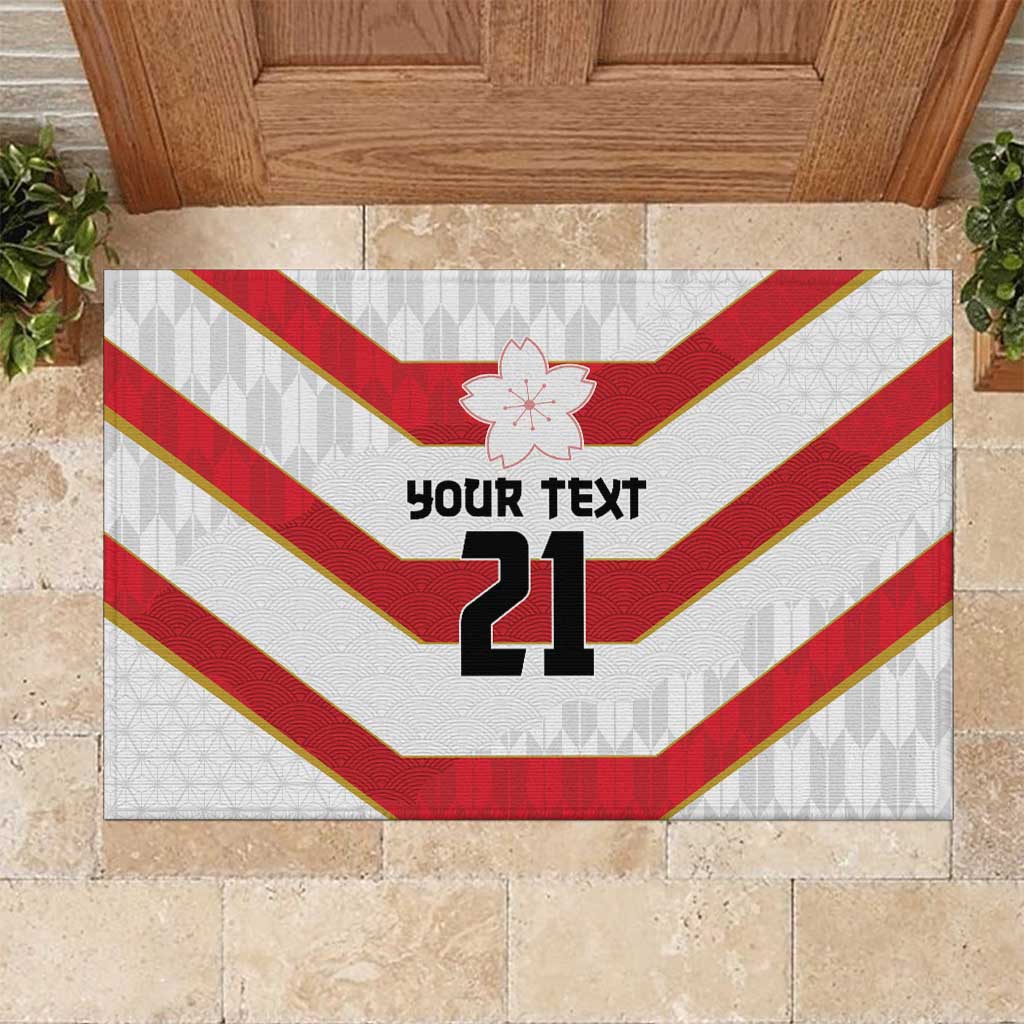Japan Pacific Rugby 2022-23 Custom Rubber Doormat Red Sakura Japanese Wave Pattern LT9 Red - Polynesian Pride