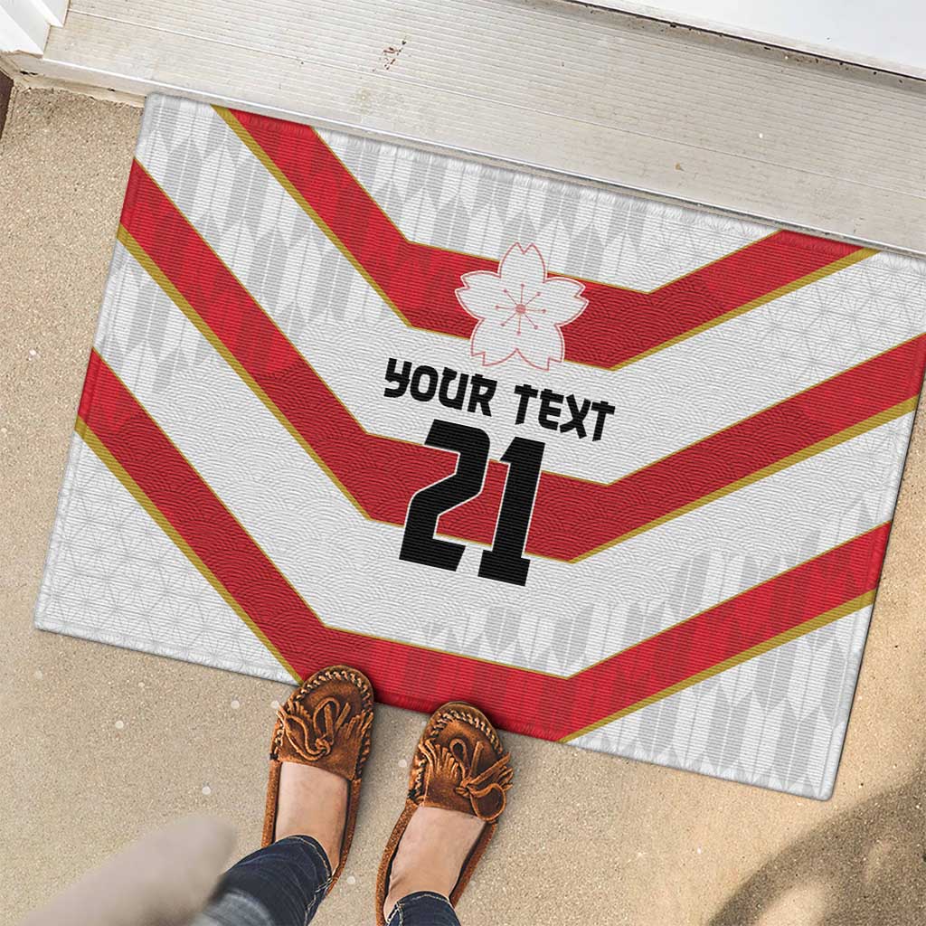Japan Pacific Rugby 2022-23 Custom Rubber Doormat Red Sakura Japanese Wave Pattern LT9 - Polynesian Pride