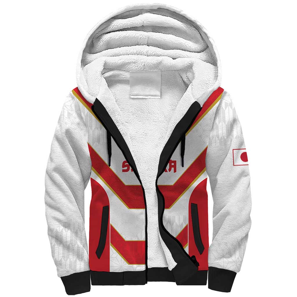 Japan Pacific Rugby 2022-23 Custom Sherpa Hoodie Red Sakura Japanese Wave Pattern LT9 Unisex Red - Polynesian Pride