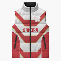 Japan Pacific Rugby 2022-23 Custom Sleeveless Puffer Jacket Red Sakura Japanese Wave Pattern LT9 Unisex Red - Polynesian Pride