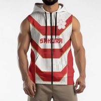Japan Pacific Rugby 2022-23 Custom Sleeveless Zip Hoodie Red Sakura Japanese Wave Pattern LT9 - Polynesian Pride