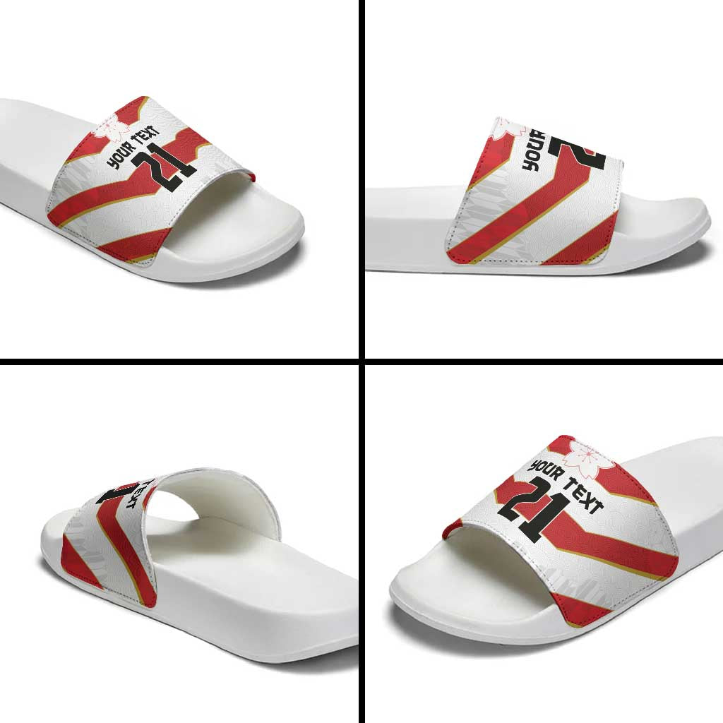 Japan Pacific Rugby 2022-23 Custom Slide Sandals Red Sakura Japanese Wave Pattern - Polynesian Pride