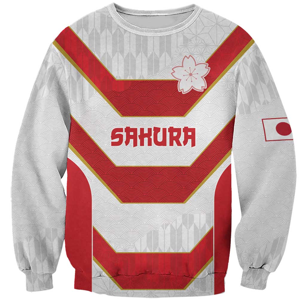 Japan Pacific Rugby 2022-23 Custom Sweatshirt Red Sakura Japanese Wave Pattern LT9 Unisex Red - Polynesian Pride