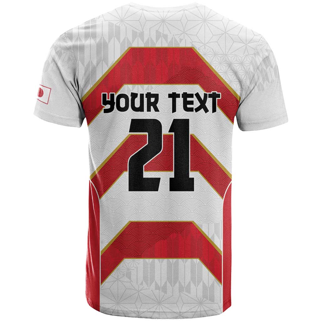 Japan Pacific Rugby 2022-23 Custom T Shirt Red Sakura Japanese Wave Pattern