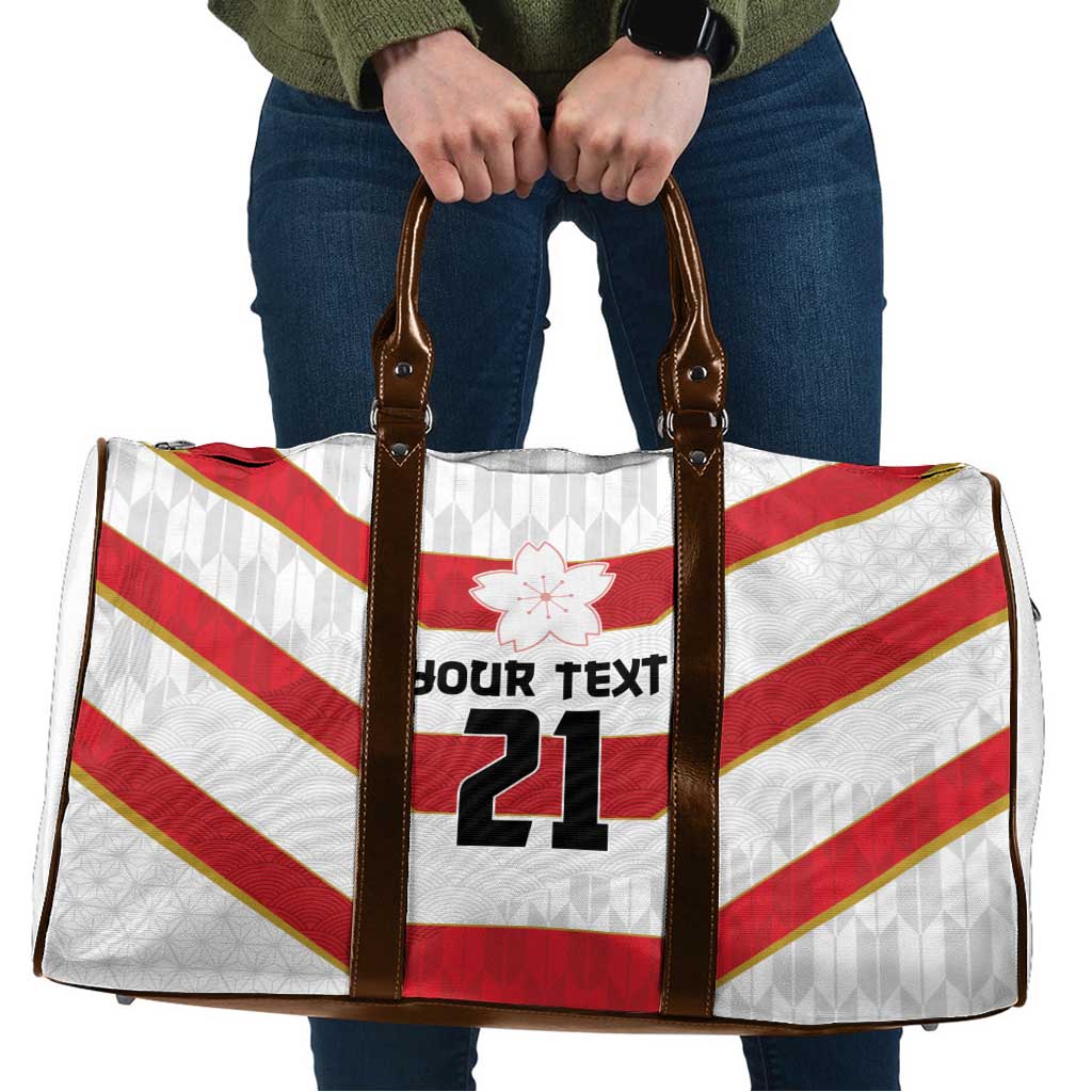 Japan Pacific Rugby 2022-23 Custom Travel Bag Red Sakura Japanese Wave Pattern - Polynesian Pride