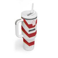 Japan Pacific Rugby 2022-23 Custom Tumbler With Handle Red Sakura Japanese Wave Pattern