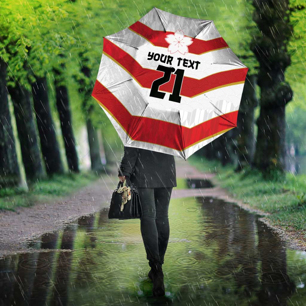 Japan Pacific Rugby 2022-23 Custom Umbrella Red Sakura Japanese Wave Pattern LT9 - Polynesian Pride