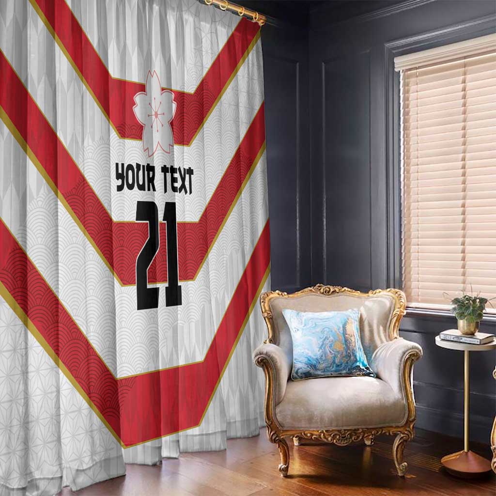 Japan Pacific Rugby 2022-23 Custom Window Curtain Red Sakura Japanese Wave Pattern