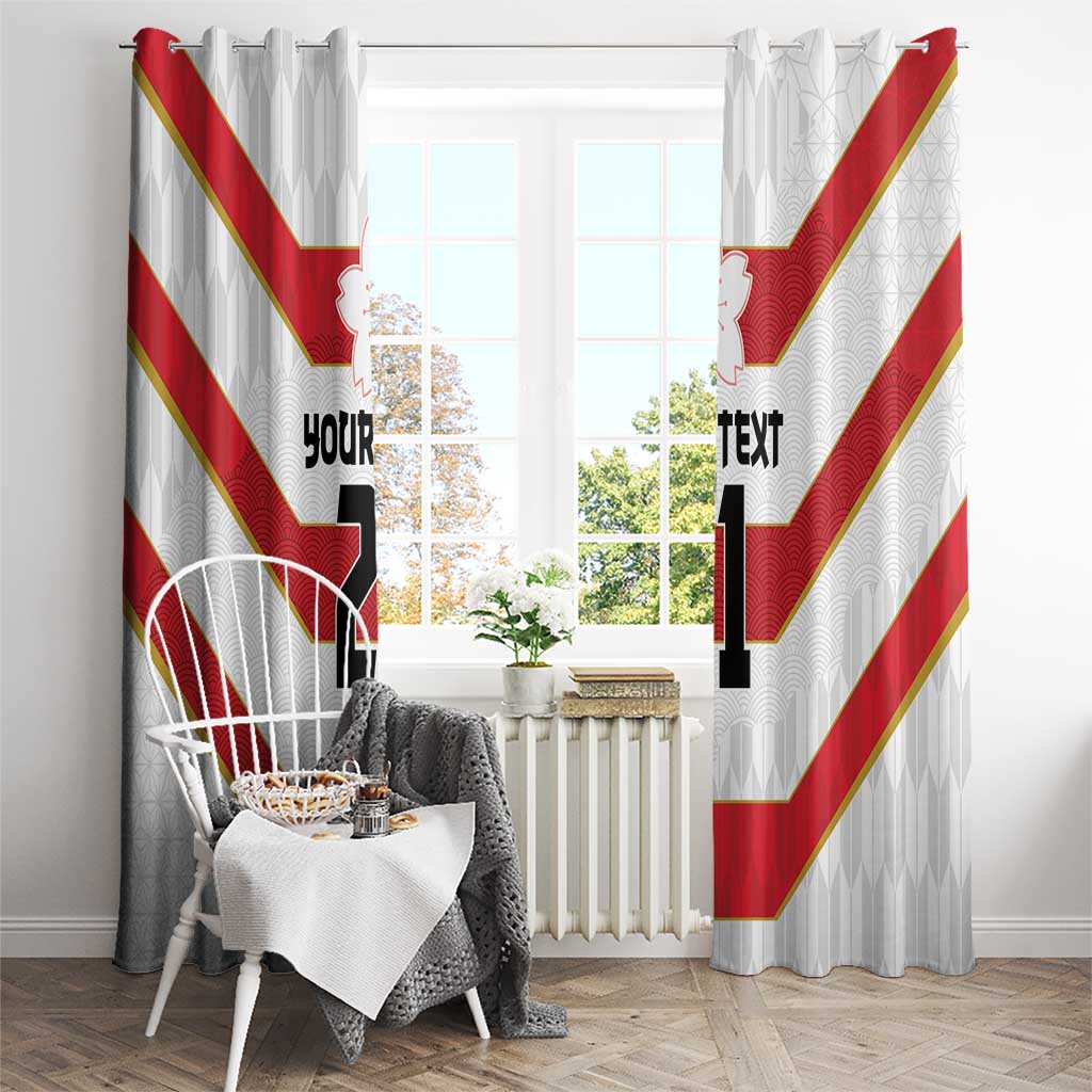 Japan Pacific Rugby 2022-23 Custom Window Curtain Red Sakura Japanese Wave Pattern