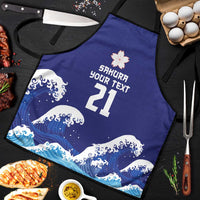 Japan Pacific Rugby Custom Apron Go Sakura Japanese Wave Pattern LT9 Blue - Polynesian Pride