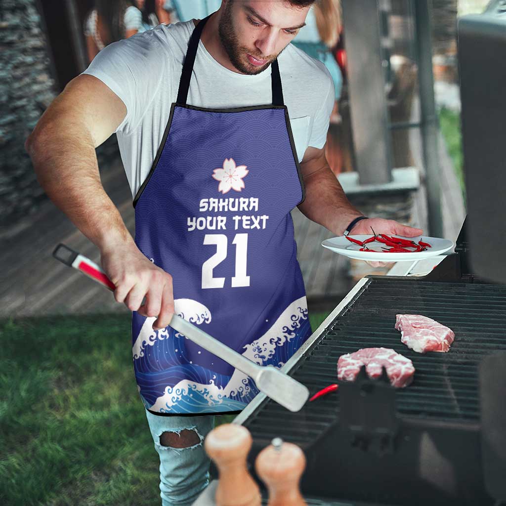 Japan Pacific Rugby Custom Apron Go Sakura Japanese Wave Pattern LT9 - Polynesian Pride