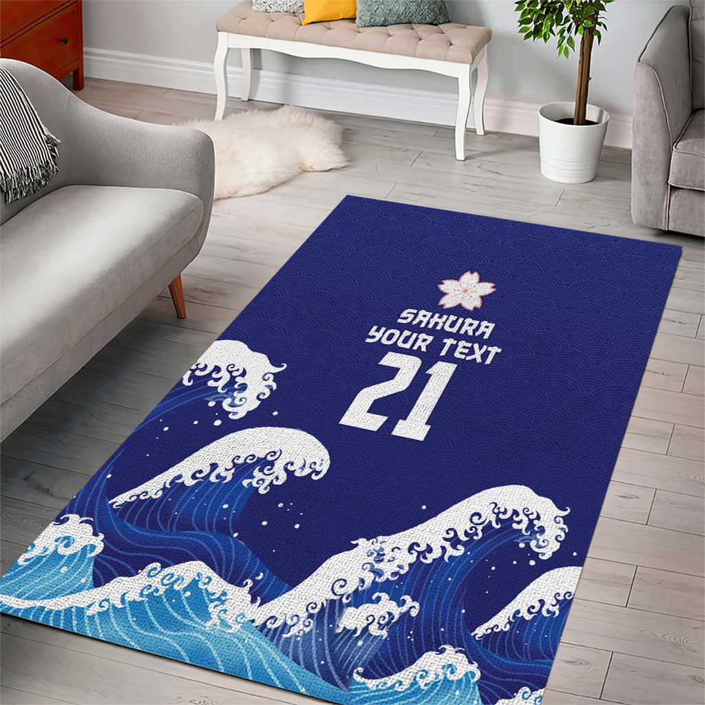 Japan Pacific Rugby Custom Area Rug Go Sakura Japanese Wave Pattern
