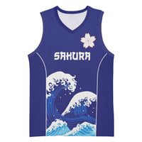 Japan Pacific Rugby Custom Basketball Jersey Go Sakura Japanese Wave Pattern LT9 Unisex Blue - Polynesian Pride