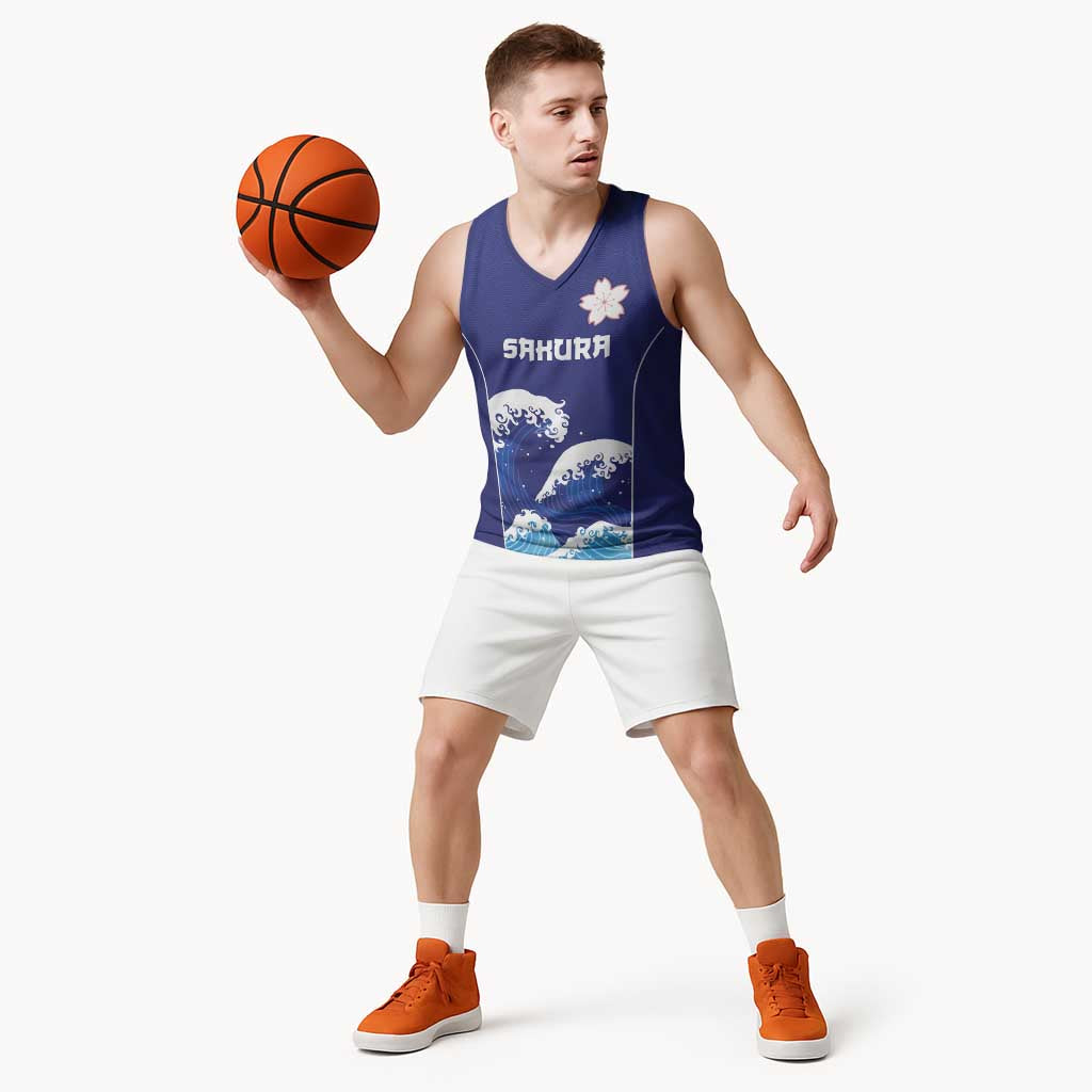 Japan Pacific Rugby Custom Basketball Jersey Go Sakura Japanese Wave Pattern LT9 - Polynesian Pride