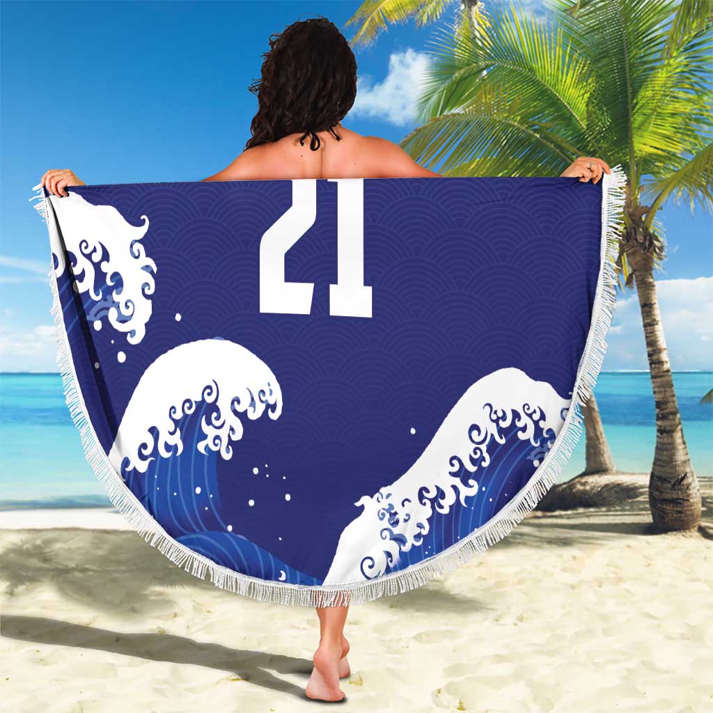 Japan Pacific Rugby Custom Beach Blanket Go Sakura Japanese Wave Pattern LT9 - Polynesian Pride