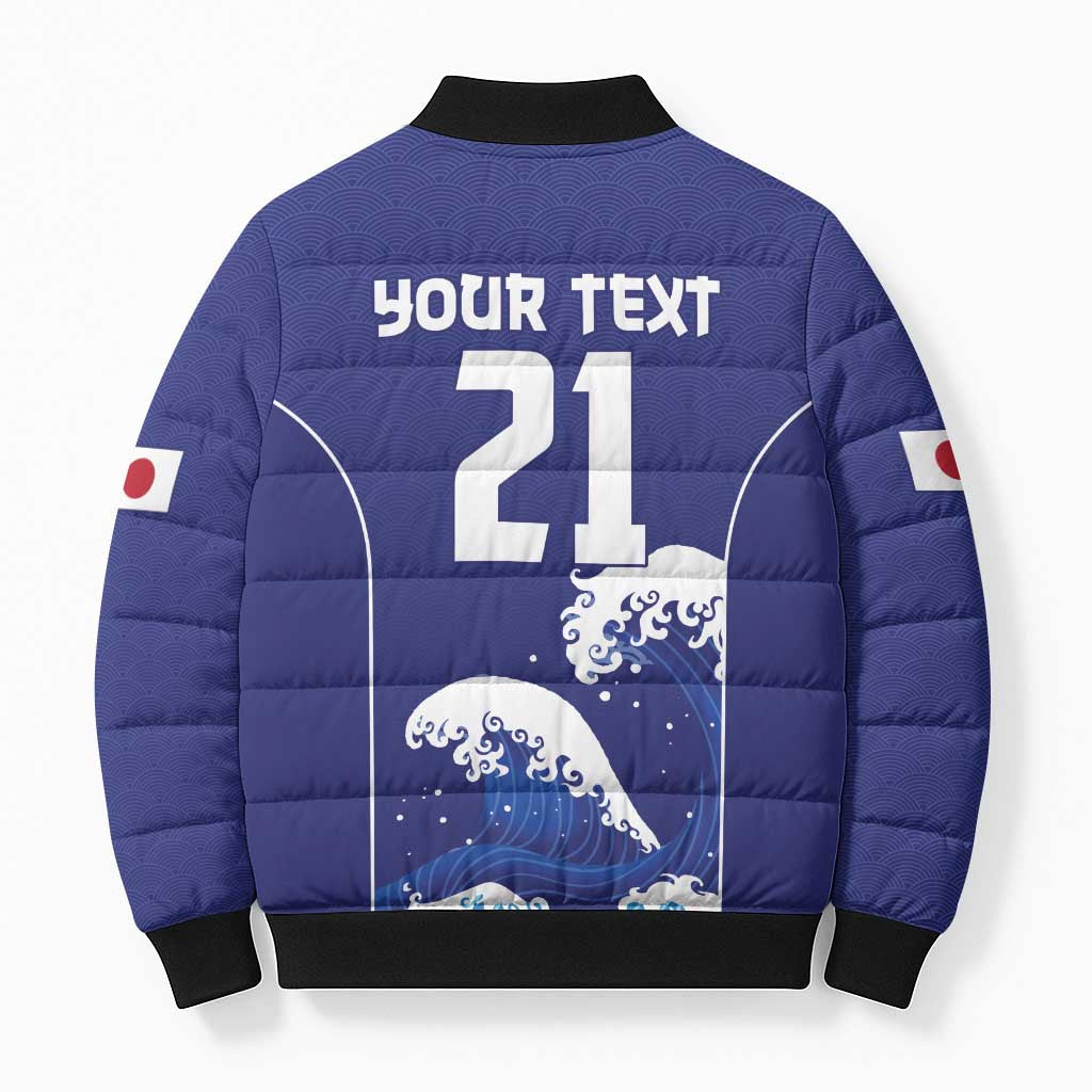 Japan Pacific Rugby Custom Bomber Puffer Jacket Go Sakura Japanese Wave Pattern LT9 - Polynesian Pride