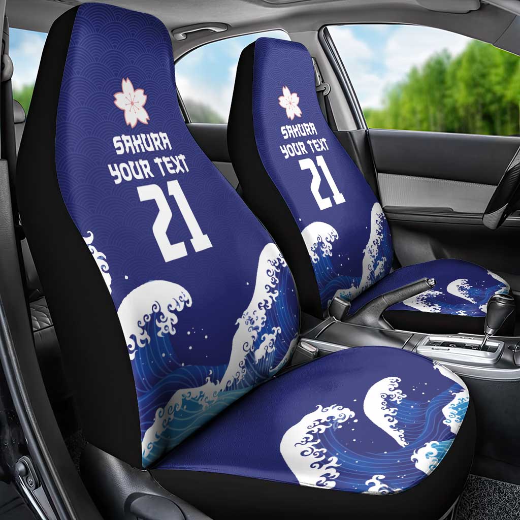 Japan Pacific Rugby Custom Car Seat Cover Go Sakura Japanese Wave Pattern