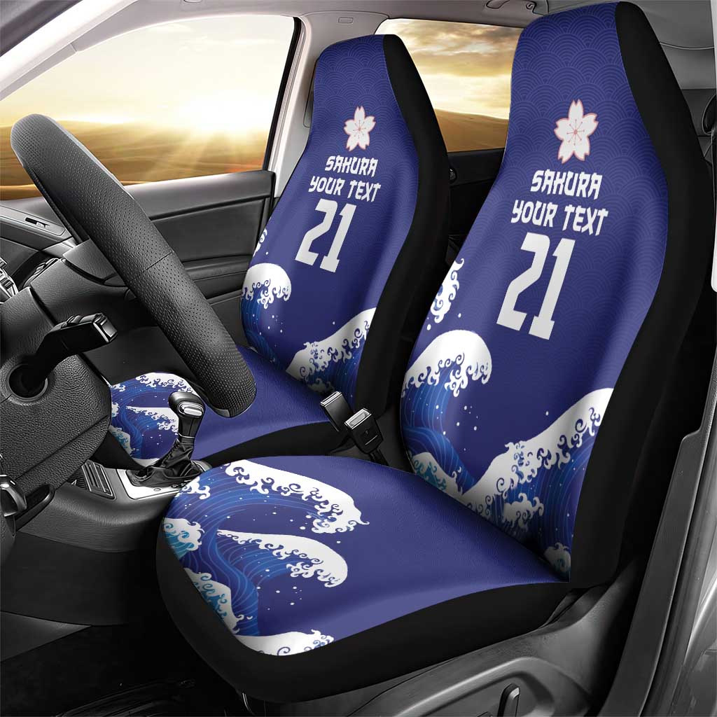 Japan Pacific Rugby Custom Car Seat Cover Go Sakura Japanese Wave Pattern