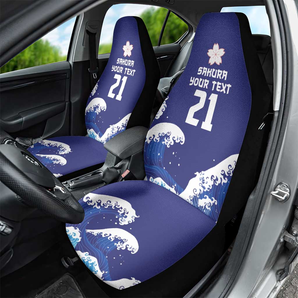 Japan Pacific Rugby Custom Car Seat Cover Go Sakura Japanese Wave Pattern