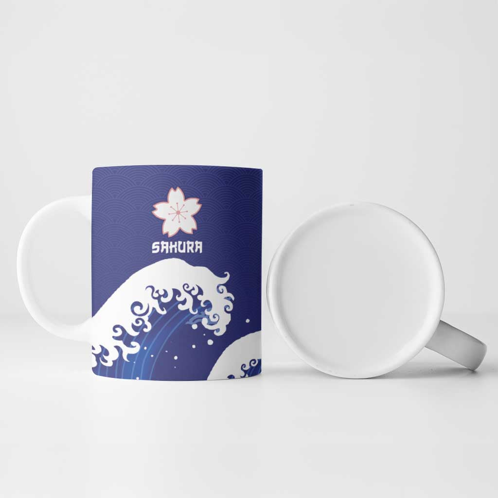 Japan Pacific Rugby Custom Ceramic Mug Go Sakura Japanese Wave Pattern LT9 - Polynesian Pride