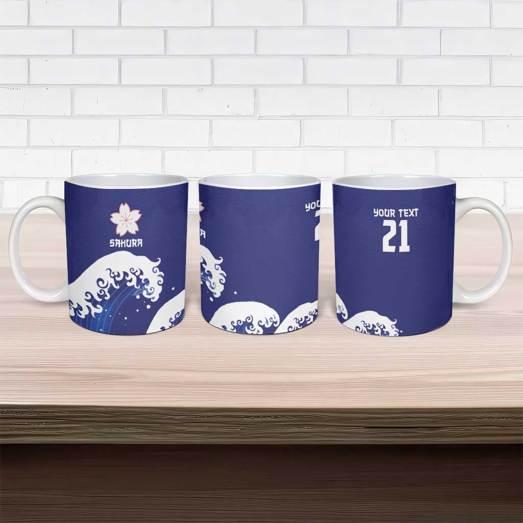 Japan Pacific Rugby Custom Ceramic Mug Go Sakura Japanese Wave Pattern LT9 - Polynesian Pride