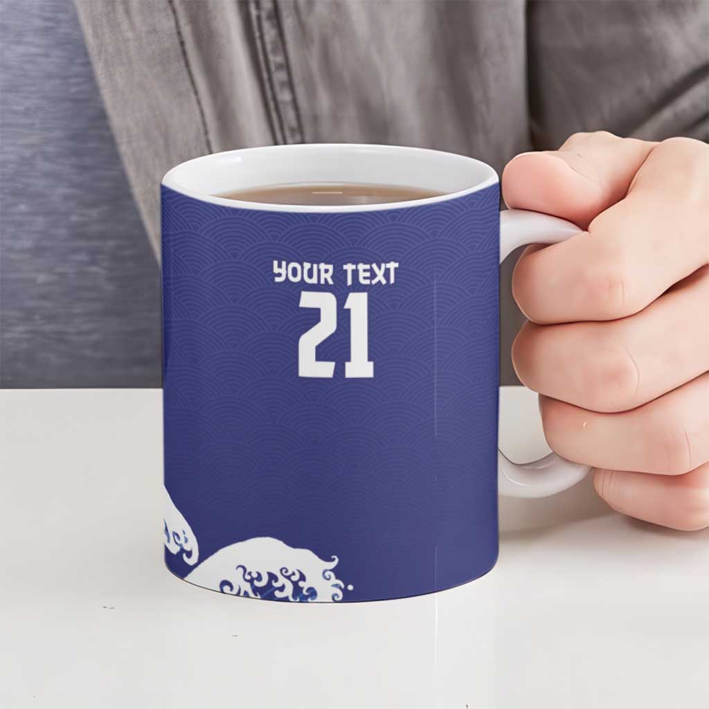 Japan Pacific Rugby Custom Ceramic Mug Go Sakura Japanese Wave Pattern LT9 - Polynesian Pride