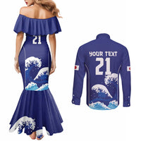 Japan Pacific Rugby Custom Couples Matching Mermaid Dress and Long Sleeve Button Shirt Go Sakura Japanese Wave Pattern LT9 - Polynesian Pride