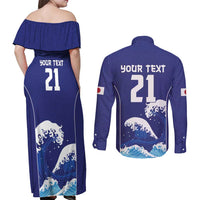 Japan Pacific Rugby Custom Couples Matching Off Shoulder Maxi Dress and Long Sleeve Button Shirt Go Sakura Japanese Wave Pattern LT9 - Polynesian Pride