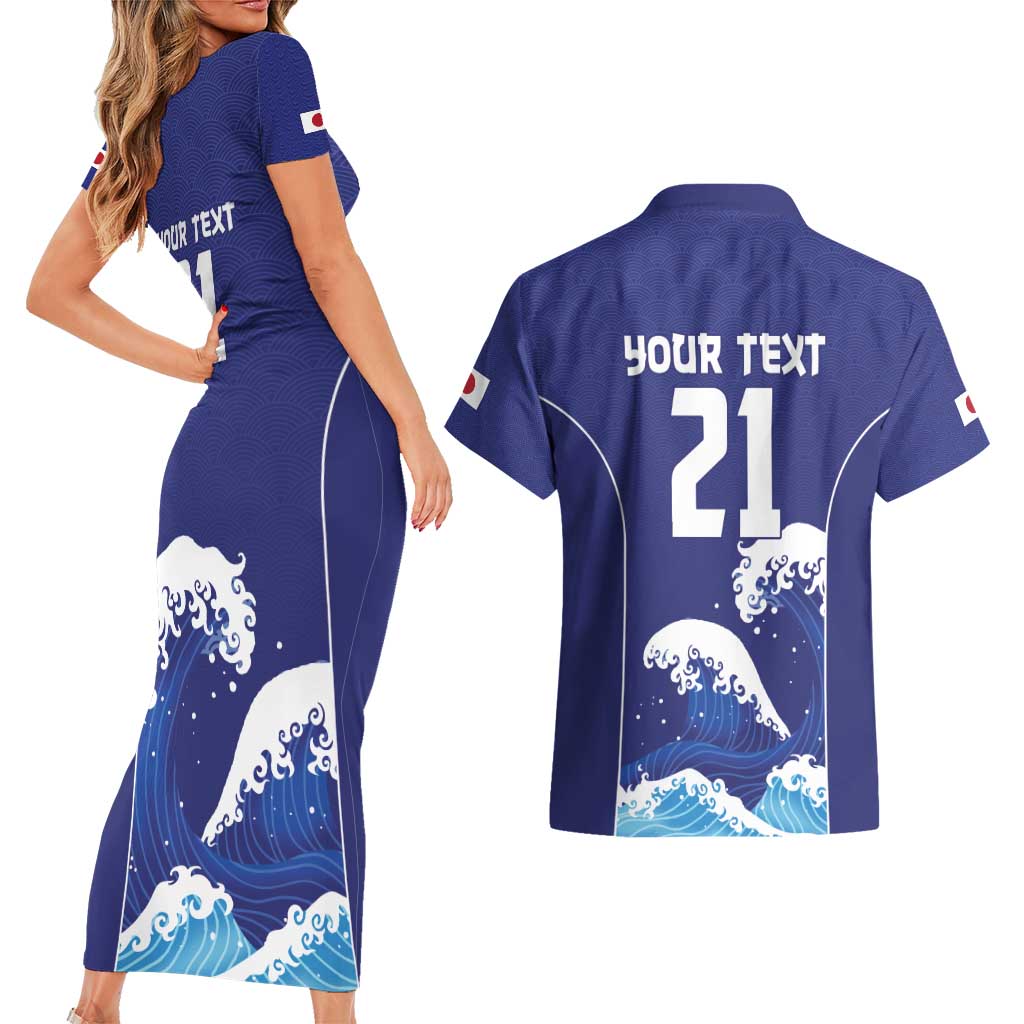 Japan Pacific Rugby Custom Couples Matching Short Sleeve Bodycon Dress and Hawaiian Shirt Go Sakura Japanese Wave Pattern LT9 - Polynesian Pride