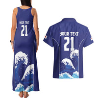 Japan Pacific Rugby Custom Couples Matching Tank Maxi Dress and Hawaiian Shirt Go Sakura Japanese Wave Pattern LT9 - Polynesian Pride