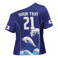 Japan Pacific Rugby Custom Cross Shoulder Shirt Go Sakura Japanese Wave Pattern LT9 - Polynesian Pride