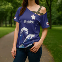 Japan Pacific Rugby Custom Cross Shoulder Shirt Go Sakura Japanese Wave Pattern LT9 - Polynesian Pride