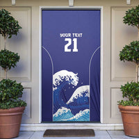 Japan Pacific Rugby Custom Door Cover Go Sakura Japanese Wave Pattern LT9 Blue - Polynesian Pride