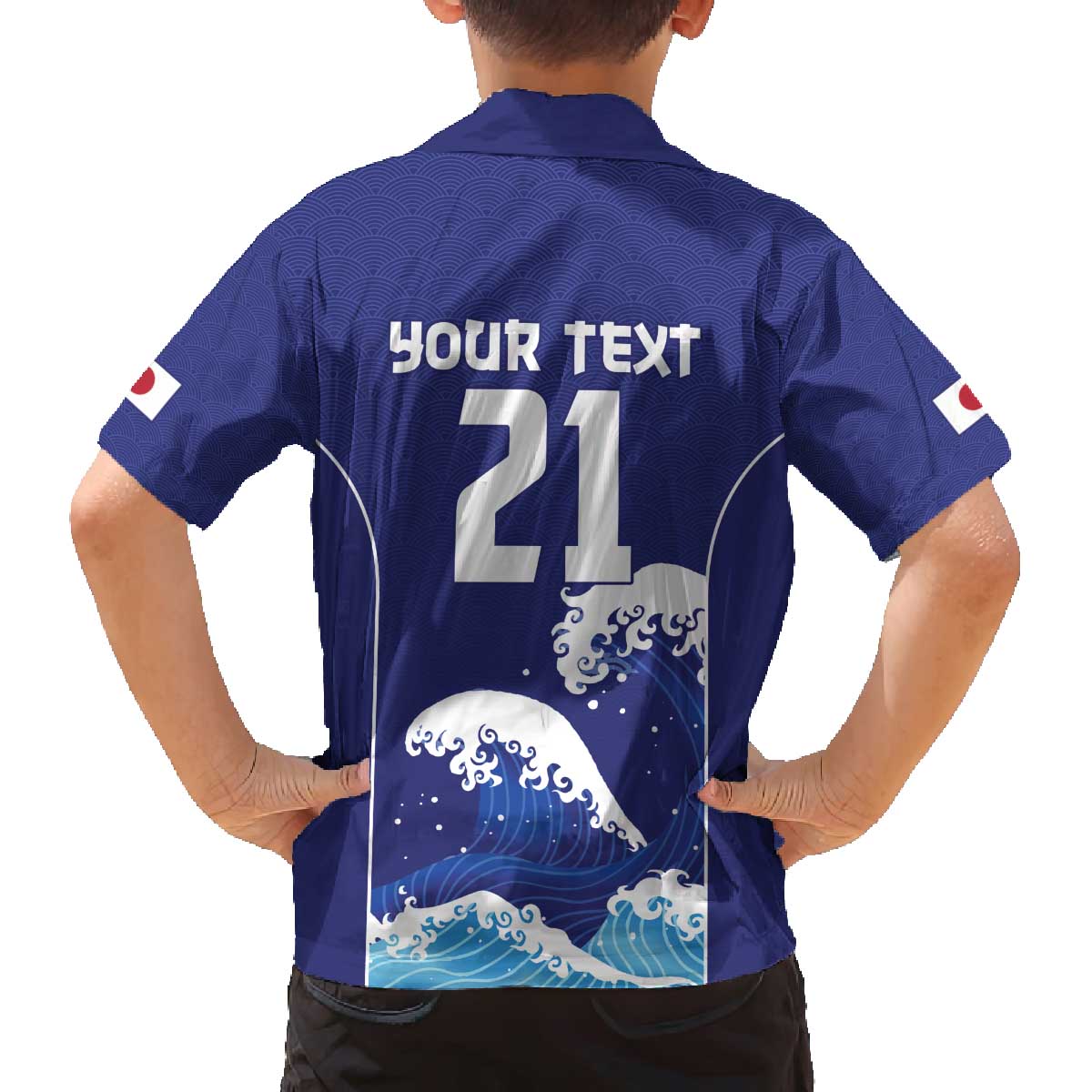 Japan Pacific Rugby Custom Family Matching Off The Shoulder Long Sleeve Dress and Hawaiian Shirt Go Sakura Japanese Wave Pattern