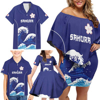 Japan Pacific Rugby Custom Family Matching Off Shoulder Short Dress and Hawaiian Shirt Go Sakura Japanese Wave Pattern LT9 - Polynesian Pride