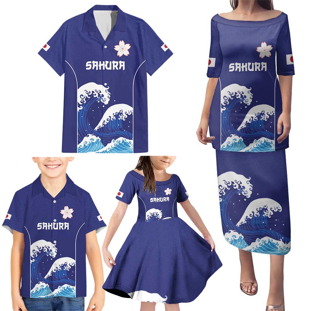 Japan Pacific Rugby Custom Family Matching Puletasi and Hawaiian Shirt Go Sakura Japanese Wave Pattern LT9 - Polynesian Pride