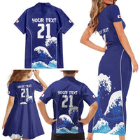 Japan Pacific Rugby Custom Family Matching Short Sleeve Bodycon Dress and Hawaiian Shirt Go Sakura Japanese Wave Pattern LT9 - Polynesian Pride