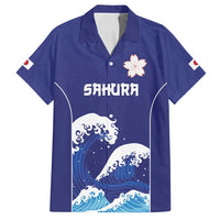 Japan Pacific Rugby Custom Family Matching Summer Maxi Dress and Hawaiian Shirt Go Sakura Japanese Wave Pattern LT9 Dad's Shirt - Short Sleeve Blue - Polynesian Pride