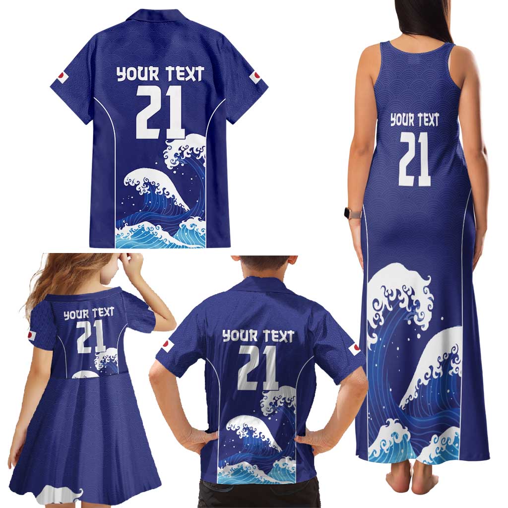 Japan Pacific Rugby Custom Family Matching Tank Maxi Dress and Hawaiian Shirt Go Sakura Japanese Wave Pattern LT9 - Polynesian Pride