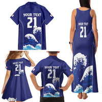 Japan Pacific Rugby Custom Family Matching Tank Maxi Dress and Hawaiian Shirt Go Sakura Japanese Wave Pattern LT9 - Polynesian Pride