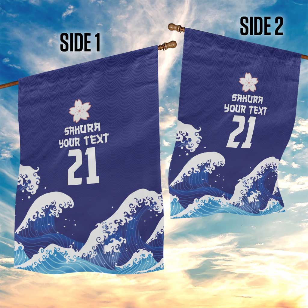 Japan Pacific Rugby Custom Garden Flag Go Sakura Japanese Wave Pattern