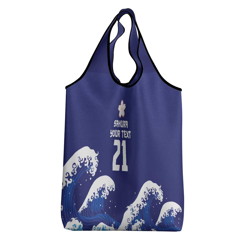 Japan Pacific Rugby Custom Grocery Bag Go Sakura Japanese Wave Pattern LT9 - Polynesian Pride